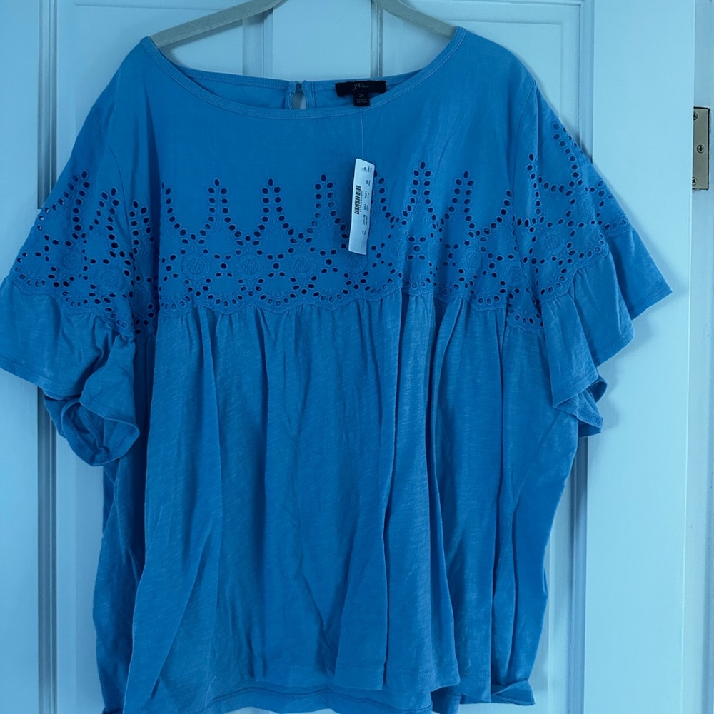 NEW J. Crew blue short sleeve blouse. Size 3x